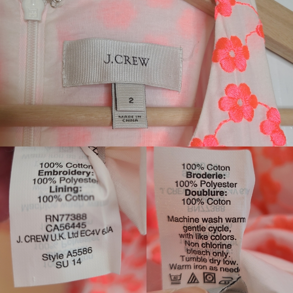 J. Crew Neon Pink Floral Embroidered Halter Racer Dress with Pockets - Picture 7 of 8